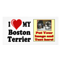 I Love (Heart) My Boston Terrier Dog Photo Cards