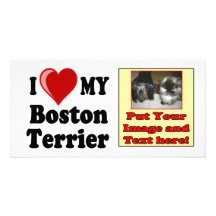 I Love (Heart) My Boston Terrier Dog Photo Cards
