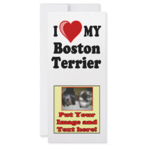 I Love (Heart) My Boston Terrier Dog Rack Card Template