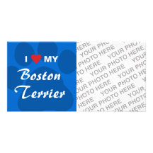 I Love (Heart) My Boston Terrier Pawprint Photo Cards