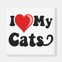 I Love (Heart) My Cats Fridge Magnet