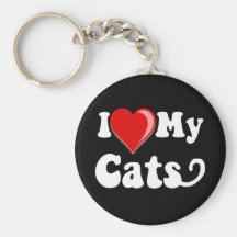 I Love (Heart) My Cats Key Chain
