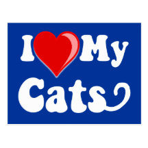 I Love (Heart) My Cats Post Card