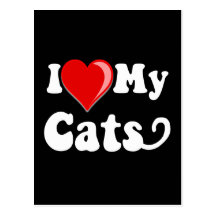 I Love (Heart) My Cats Postcard