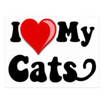 I Love (Heart) My Cats Postcards