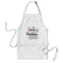 I Love (Heart) My Chartreux Cat Pawprint Design Apron