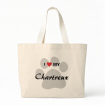 I Love (Heart) My Chartreux Cat Pawprint Design Bags