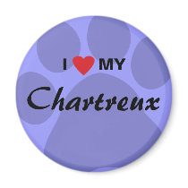 I Love (Heart) My Chartreux Cat Pawprint Design