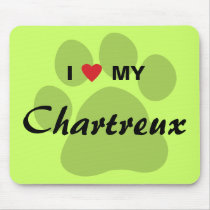 I Love (Heart) My Chartreux Cat Pawprint Design