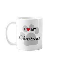 I Love (Heart) My Chartreux Cat Pawprint Design Mug