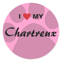 I Love (Heart) My Chartreux Cat Pawprint Design