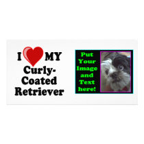 I Love (Heart) My Curly-Coated Retriever Dog Photo Card Template