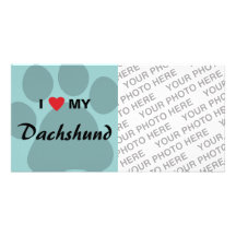 I Love (Heart) My Dachshund Pawprint Photo Greeting Card