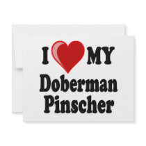 I Love (Heart) My Doberman Pinscher Dog Personalized Announcements