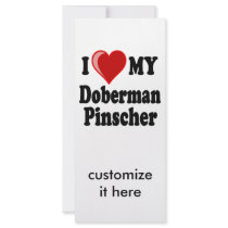 I Love (Heart) My Doberman Pinscher Dog Personalized Rack Card