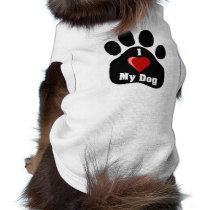 I Love (Heart) My Dog paw print Dog Clothing