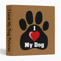 I Love (Heart) My Dog Paw Print Picture Binder
