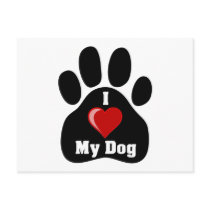 I Love (Heart) My Dog paw print Post Cards