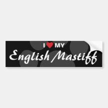 I Love (Heart) My English Mastiff Breed Bumper Stickers