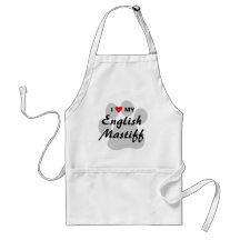 I Love (Heart) My English Mastiff Pawprint Aprons