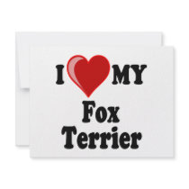I Love (Heart) My Fox Terrier Dog Personalized Invite