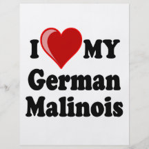 I Love (Heart) My German Malinois Dog Card Flyers