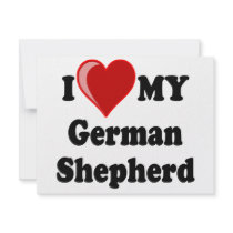 I Love (Heart) My German Shepherd Dog Custom Invites