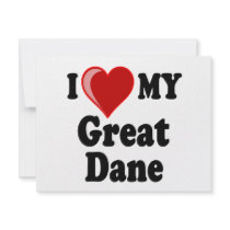 I Love (Heart) My Great Dane Dog Invite