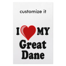 I Love (Heart) My Great Dane Dog Stationery Design