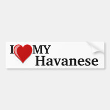 I Love (Heart) My Havanese Dog Bumper Stickers