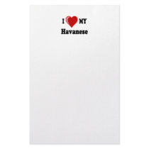 I Love (Heart) My Havanese Dog Custom Stationery