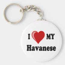 I Love (Heart) My Havanese Dog Keychains