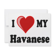I Love (Heart) My Havanese Dog Personalized Invite