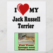 I Love (Heart) My Jack Russell Terrier Dog Personalized Flyer