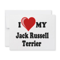 I Love (Heart) My Jack Russell Terrier Dog Custom Invites