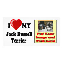 I Love (Heart) My Jack Russell Terrier Dog Customized Photo Card