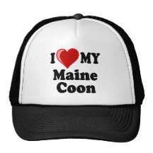 I Love (Heart) My Maine Coon Cat Hats