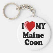 I Love (Heart) My Maine Coon Cat Keychains