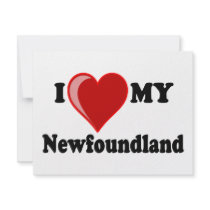 I Love (Heart) My Newfoundland Dog Invitations