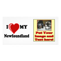 I Love (Heart) My Newfoundland Dog Photo Card Template