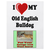I Love (Heart) My Old English Bulldog Dog Full Color Flyer