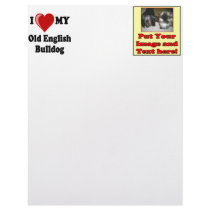 I Love (Heart) My Old English Bulldog Dog Customized Letterhead