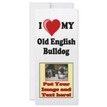I Love (Heart) My Old English Bulldog Dog Custom Rack Cards
