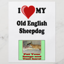I Love (Heart) My Old English Sheepdog Dog Flyer