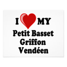 I Love (Heart) My Petit Basset Griffon Vendéen Dog Custom Announcements