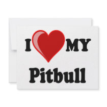 I Love (Heart) My Pitbull Dog Invite