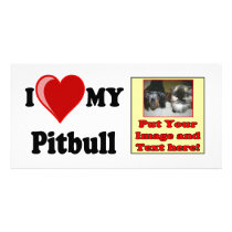 I Love (Heart) My Pitbull Dog Picture Card
