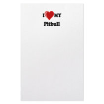 I Love (Heart) My Pitbull Dog Stationery Paper