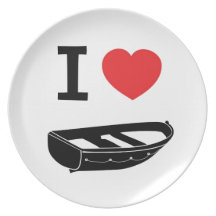 I love heart my rowing / row boat dinner plate