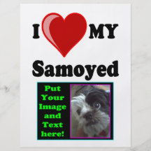 I Love (Heart) My Samoyed Dog Custom Flyer